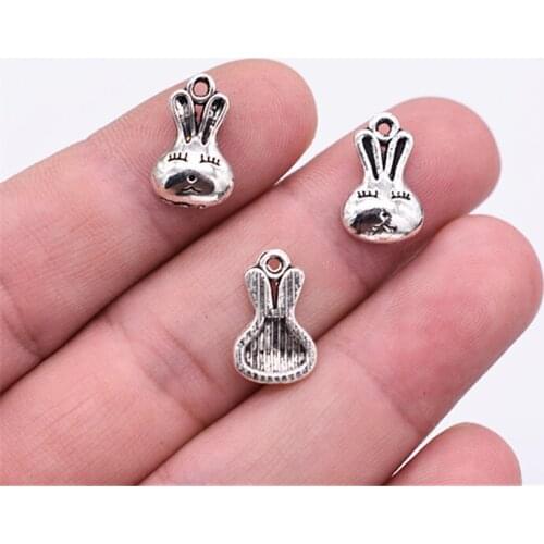 15*10mm 20pcs Antique Silver Plated Rabbit Head Charms Pendant For DIY Necklace Bracelet Jewelry Accessories