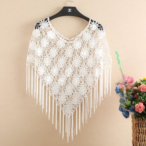 2021 New Summer Pullover Cape Women Hollow handwork flower Knitting Poncho Capes Batwing Sleeves Shawls Sunscreen Ice silkCloak