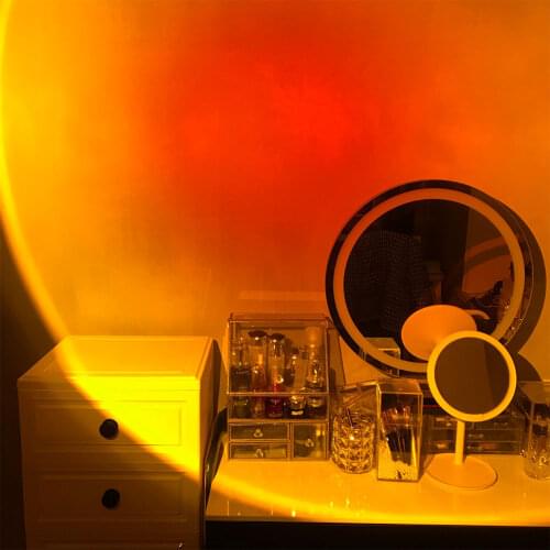 2021 USB Button Rainbow Sunset Projector Atmosphere Led Night Light Home Coffe shop Background Wall Decoration Colorful Lamp