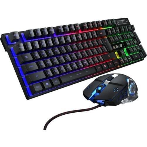 3200DPI Gaming Mouse Set Gaming keyboard and Mouse Wired backlight mechanical felling keyboard Gamer kit Silent for PC Laptop