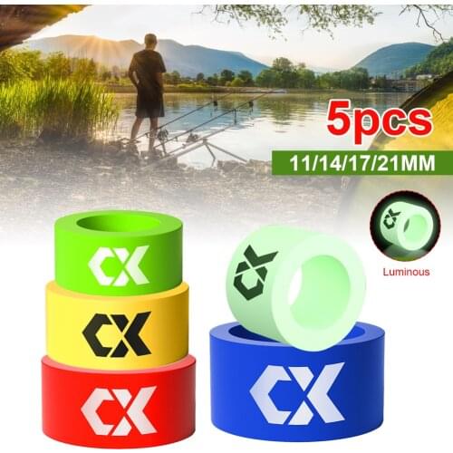 5pcs Anti-skid Fishing Rod Ring Luminous Silicone Rod Stop Ring Finger Rod Ring Fishing Gear Accessories Fishing Tools Non-slip