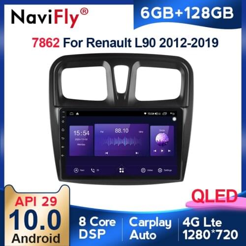2din DSP 8core 6+128G QLED 4G Android10.0 For Renault Logan 2 2012 - 2019 Sandero 2 2014 - 2019 Car Radio Multimedia Player