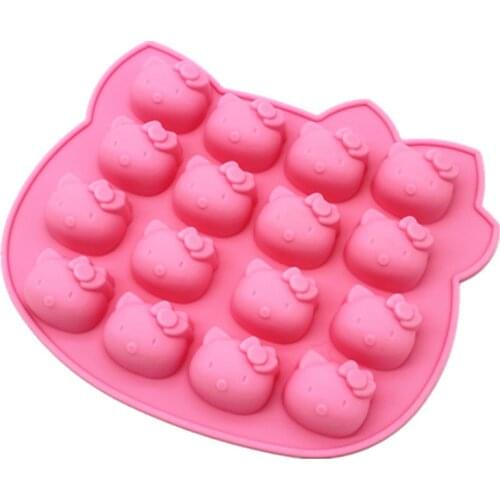 Free shipping 16 KITTY cooking tools chocolate ice mold Silicone Mold baking Fondant candy Sugar Craft DIY Cake