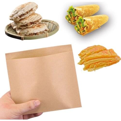 Anti-oil Coated Paper Bag Disposable Pancake Fries Food Container Water-proof Paper Dinner tool Fast Food Packaging Bags 100pcs