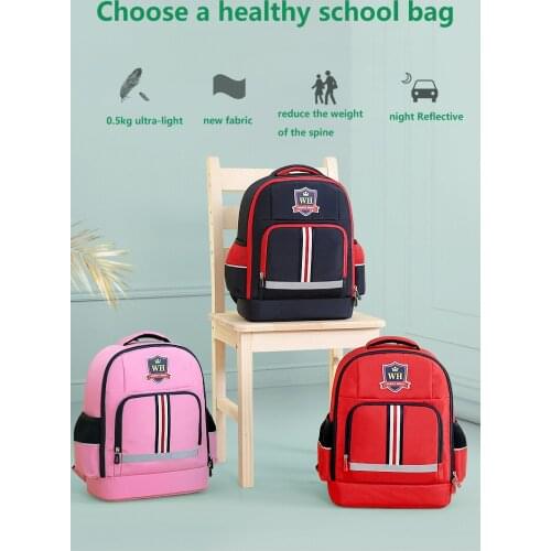 Childrens backpack primary school students 1-2-4-6 grade burden reduction bag 6-12 years old backpack 3M night reflective strip