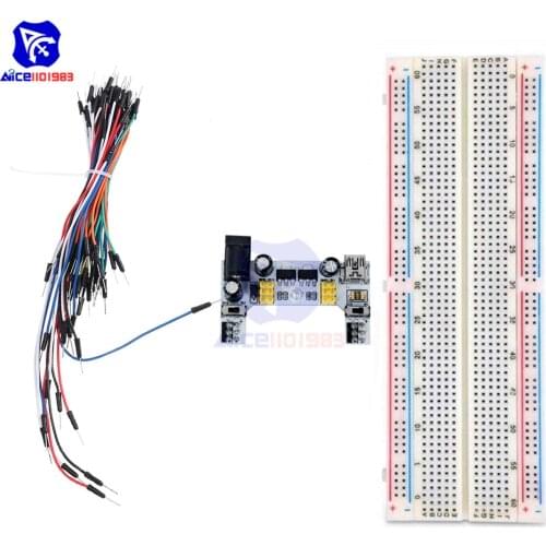 Diymore MB-102 830 Tie Point Solderless Breadboard + 65PCS Jumper Cable + MB-102 Power Supply Module Complete Kit for Arduino