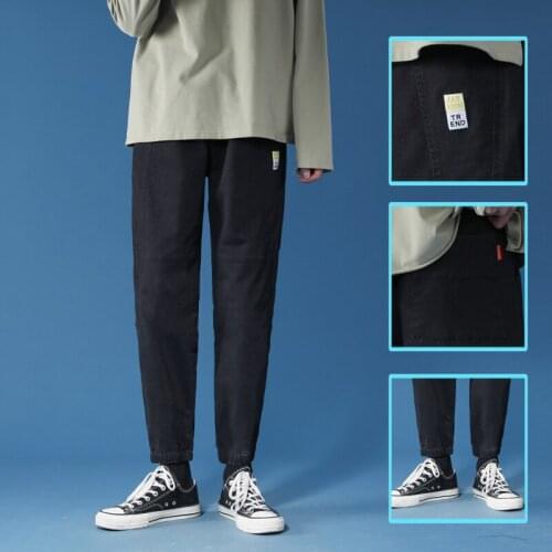 Jeans Loose Men Elastic Waist Teenager Casual Elastic Pants Mouth Kpop Clothes Hip Hop Gray Wide Leg Jeans