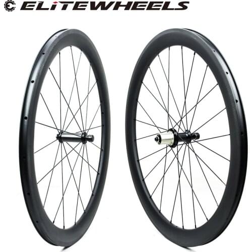 ELITEWHEELS 700c Carbon Road Bike Wheel 47mm Wider Aero Rim Tubeless Ready Powerway R36 Straight Pull Hub Pillar 1420 Spokes