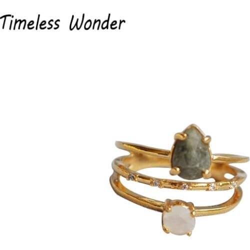 Timeless Wonder Chic Geo Stone Statement Rings Women Designer Jewelry Punk Cocktail Goth Ins Trendy Rare Kpop Gift Mix Emo 4462