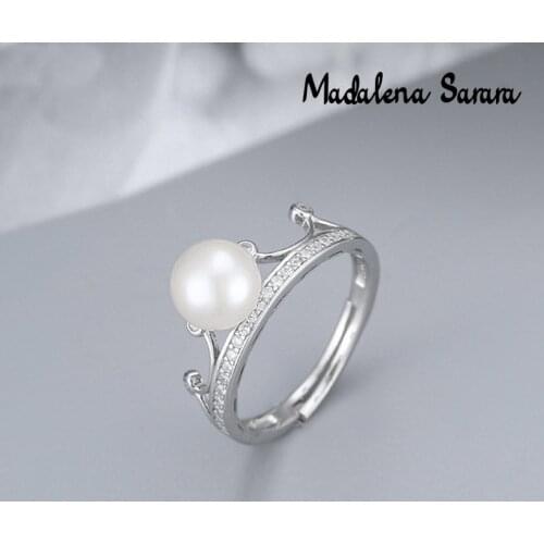 MADALENA SARARA AAA 9-10mm Freshwater Pearl S925 Sterling Silver Crown Shape Ring Customizable MD-SP1009