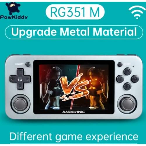 POWKIDDY RG351M 3.5" Retro Video Game Console Metal Shell Built-in WIFI Module Portable Console RK3326 Handheld Game Console