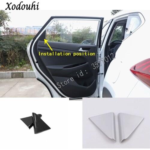 Car Styling Cover ABS Matte Inner Back Rear Door Trim Column Frame Triangle Moulding Hoods 2pcs For Hyundai Tucson 2019 2020