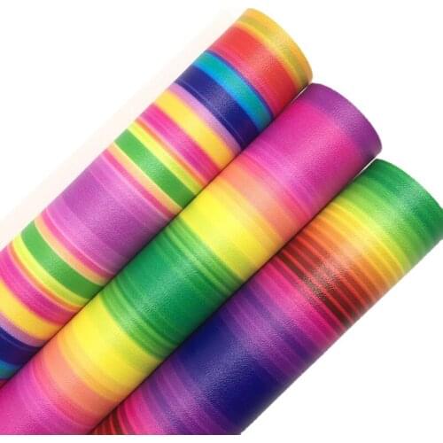 LEOsyntheticoDIY Rainbow Stripes Green Purple Rose Colors Synthetic Leather Felt Backing for Bows Earrings DIY 21X29CM R200