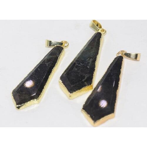 Fashion Jewelry Long Natural Stone Arrows Pendant homme 2019 Big Gold Bezel flash Labradorite sword pendant for men as gifts