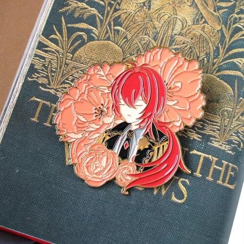 New Genshin Impact Pin Diluc Metal Badge Brooch Pins Pendant Handbag Decorations Cosplay Game