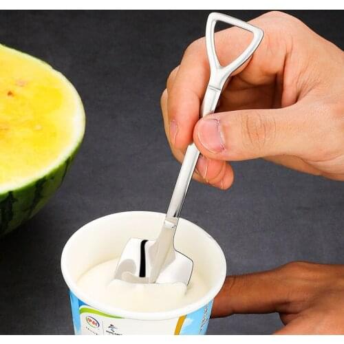 New 304 Creative Retro Shovel Coffee Spoon Stainless Steel Dessert Spoon Watermelon Spoon Ice Cream Spoon Tip Shovel Flat Shovel