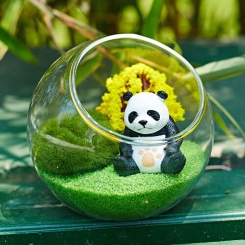 New Transparent Glass Vase Fish Tank Hydroponic Flower Vase Round Vasos Panda Decorativos Glass Vases Fishbowl home decoration