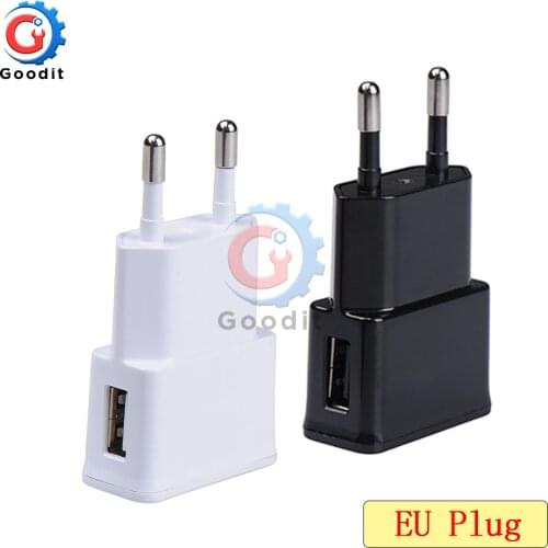 5V 2A EU Plug Adapter White Black USB Wall Charger Fast Charge Travel Power Adapter for Smartphone Input 100-240V 0.35A