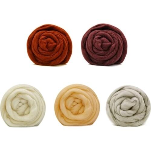 50g (10gx5 Colors) Wool Roving 19 Microns Super Soft Merino Wool Sheep Wool for Needle Felting Kit