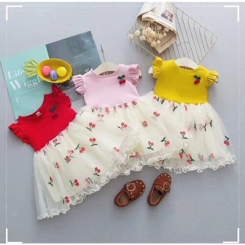 Girls wedding dress summer kids princess dress children fashion flowers mesh dresses for toddler baby girls birthday party dress