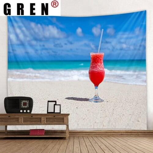 GREN Tapestry Beach Juice Wall Rugs Wall Hanging Covering Fabric Mural Background Cloth Towel Beach Fabric Blanket Living Decor