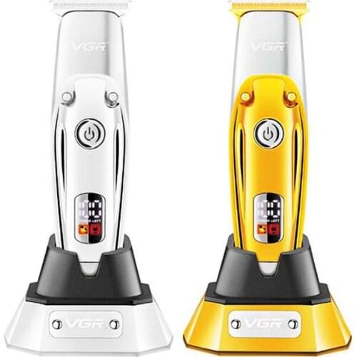 Vgr electric hair trimmer cordless rechargeable hair clipper haircut beard trimmer 10W oil head clipper white metal LED oil head
