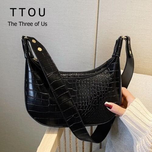 Vintage Hobos Bags Female Pu Leather Messenger Bags for Ladies Alligator Crossbody Shoulder Bags for Women Handbags