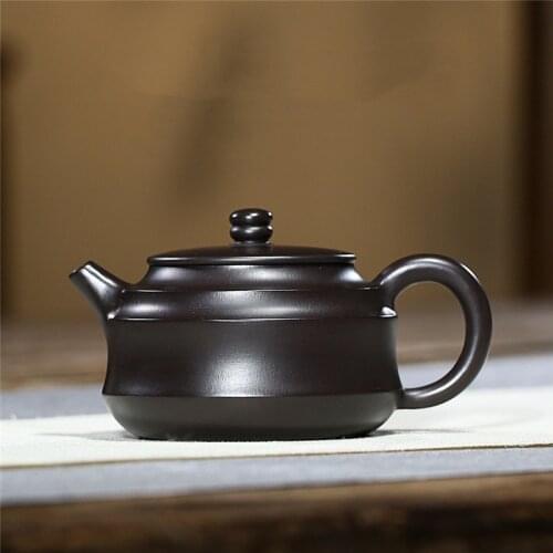 Yixing tea pot purple clay filter teapots Handmade Raw ore black mud beauty kettle customized Authentic puer black tea 220ml