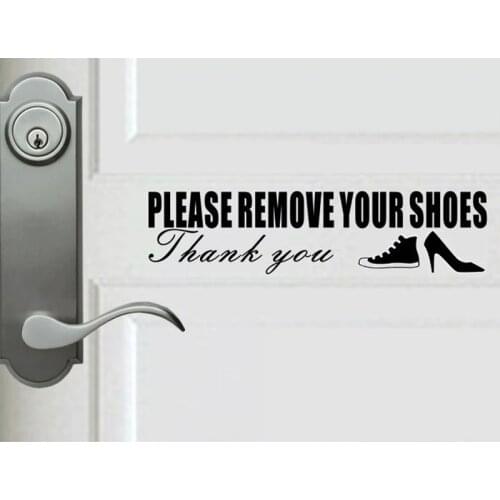 YOJA 25*6.3CM Funny Please Remove Your Shoes Door Decal And Wall Sticker Decoration Black A40555