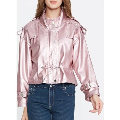 Women faux leather jacket Loose Biker Jackets Aviator coat new Short motorcycle Coats Female Jaqueta couro Cool Outerwear Coat