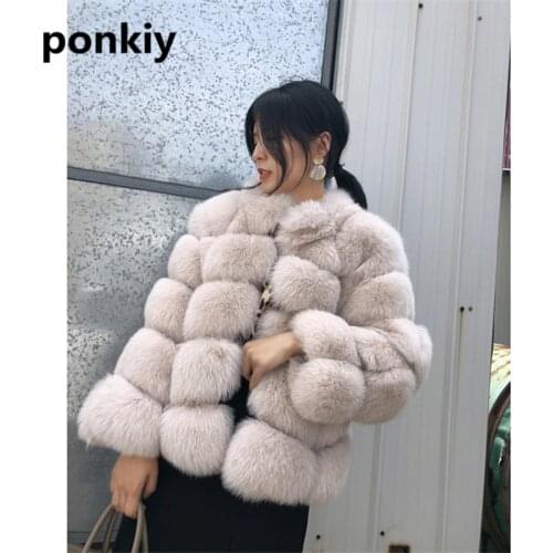 Real Fox Fur Coat Women Full Sleeves Plus Size Female Natural Fur Short Thick Warm Girls Winter Jacket 2020 High Quality