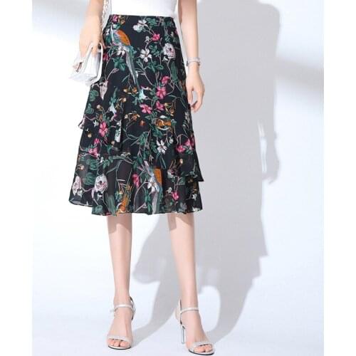 Women Pleated Tutu Tennis Beach Kawaii Skirt Jupe Punk Short Black Chiffon Floral Skirts Ruffled High Waist Bandage Sexy Summer