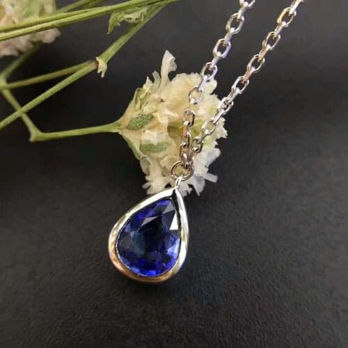 Starfield 18K White Gold 0.04carat Diamond Encrusted Sri Lanka 0.68carat Sapphire Women Pendant Necklace with Chain Certified