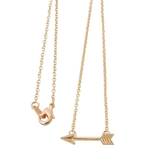 Vintage Gold Color Cupid Arrow Shaped Pendant Necklace for Women Romantic Valentine Dating Jewelry Pulseras