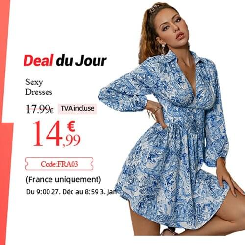 Glamaker Vintage retro printed shirt mini dress Women sexy v neck blue floral elegant A-line winter autumn fashion vestidos 2021
