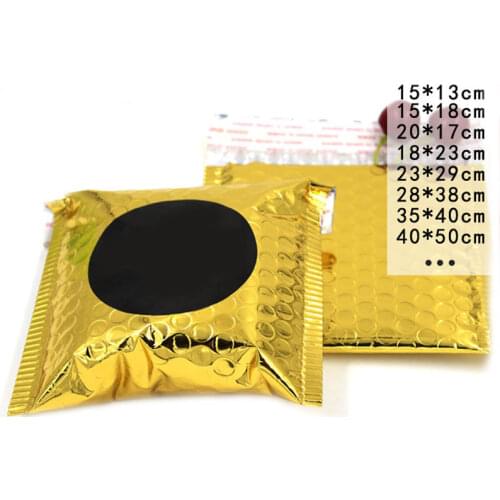 Gold Customized Logo 10pcs Bubble Bags Envelope Self Sealing Mailer Bag Thickened Color Aluminum Film Express Packaging