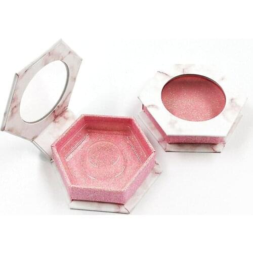 10 Piece Hexagon Marble Open Window Flip Eyelashes Box Private Label Wholesale
