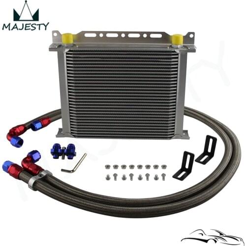 30 Row 248mm AN10 British Oil Cooler Kit w/ Brackets Fits For BMW E36 Euro E82 E9X 135/335 E46 M3 E90 E92 Black/Silver