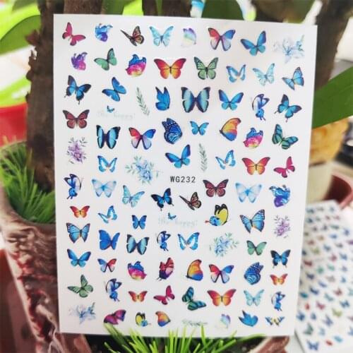 3D Stickers for Nails Color Flowers Cute Butterfly Design Nails Art Decoration Manicure Stickers Sliders Nail Foil Accessories