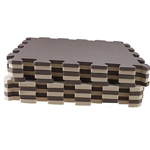 Promotion! 10 Piece Eva Foam Puzzle Exercise Mat Interlocking Floor Tiles Brown+beige