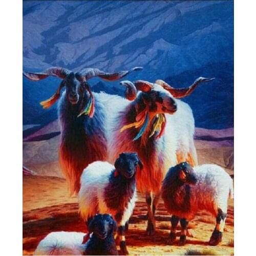 Goat diamond mosaic full sheep scenery embroidery painting rhinestone wall sticker decor dimond drawing art needlework picture