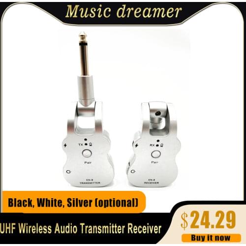 UHF Wireless Audio Transmitter Receiver System USB Rechargeable Pick Up for Electric Guitar Bass Musical Instrument Accessory
