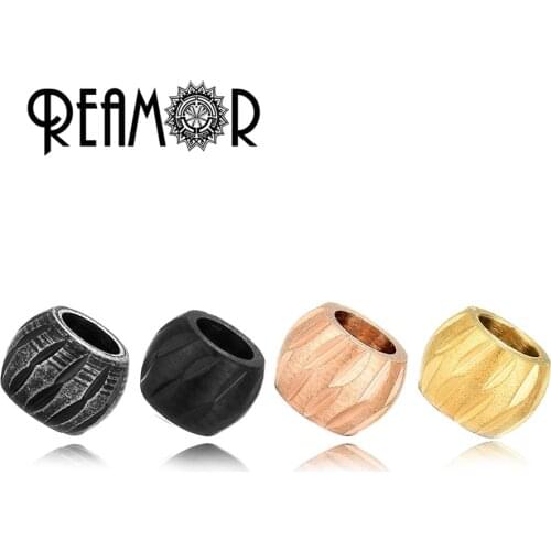 REAMOR 316l Stainless Steel Precision Cutting Stripe CNC Bead Black Rose Golden Plated Spacer Beads For DIY Jewelry Accessories