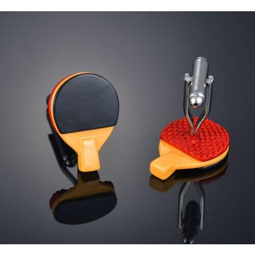 Black table tennis racket Cufflinks French long sleeve shirt with studs and Cufflinks