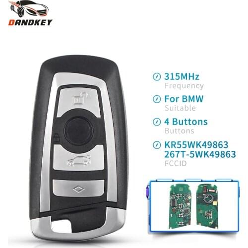 Dandkey Replacement For BMW 5 7 Series X3 M5 M6 KR55WK49863 CAS4 F System Smart Remote Key Fob 4 Buttons 315MHz/433Mhz/868MHz