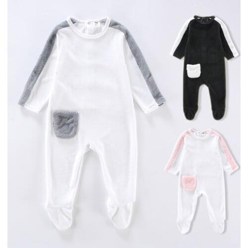 Baby Autumn winter romper long sleeve footed overalls girl boy clothes Unisex pocket onesies pyjamas newborn baby jumpsuit