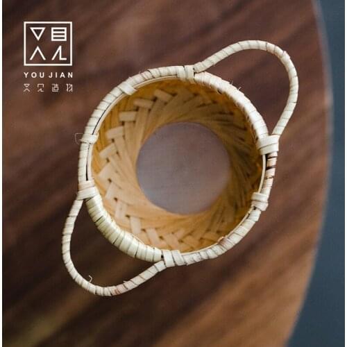 Double ear bamboo tea leaky tea filter handmade bamboo woven tea set accessories creative tea stain tea filter matching