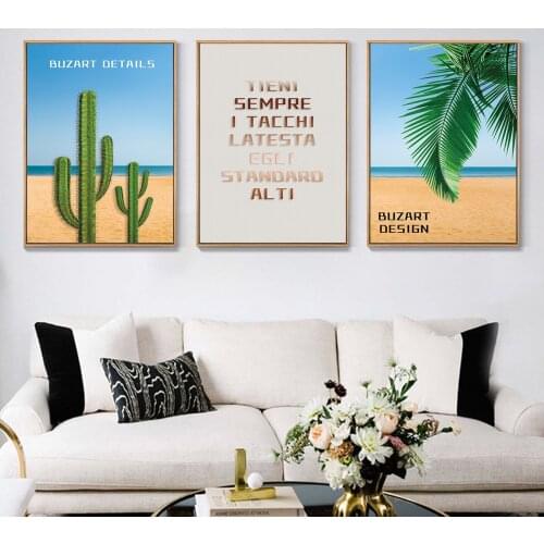 Desert Seaside Cactus Oil Painting Picture Poster Canvas Print Painting Wall Art Living Room Home Decoration
