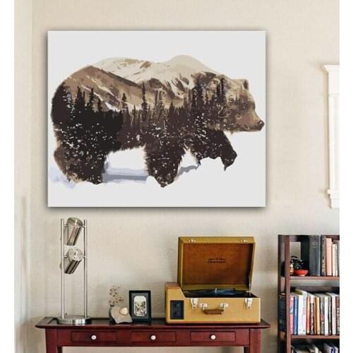 Painting by numbers art paint by number Diy The big black grizzly bear is another masterpiece of the jungle ice and snow