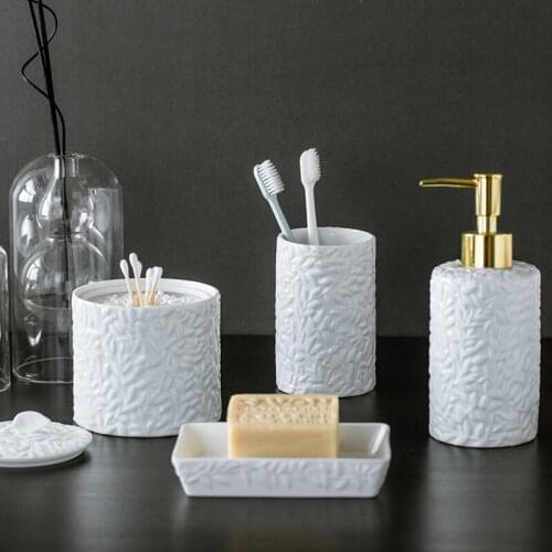 Ceramic Bathroom Accessories Household Lotion Bottle/mouthwash Cup/toothpick Box/accessories Home Decoration Desktop Ornaments